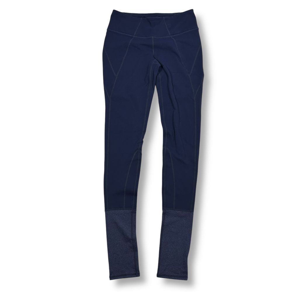Athleta Navy‎ Blue Athletic Leggings with Contrast Panel Workout Pants Womens Sm